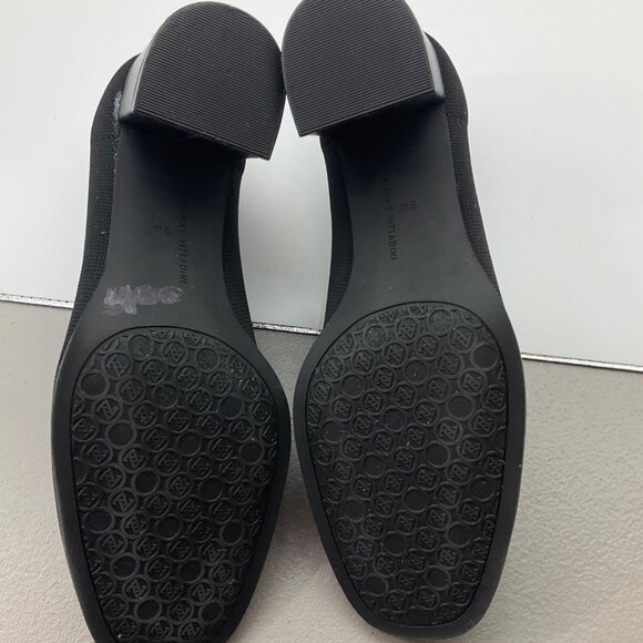 Adrienne Vittadini 9 Britanny Black Heeled Knit Loafers Minimalist Old Money - Picture 11 of 14